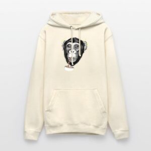A chimpanzee with pods on Unisex Hoodie